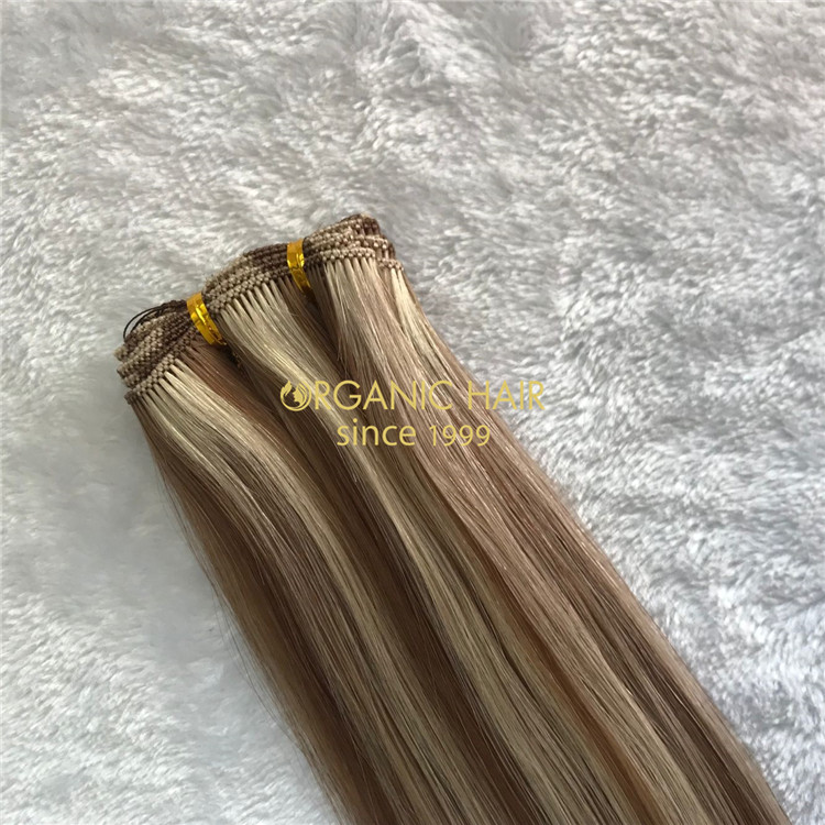 Human full cuticle hair hand tied wefts piano color on sale X158